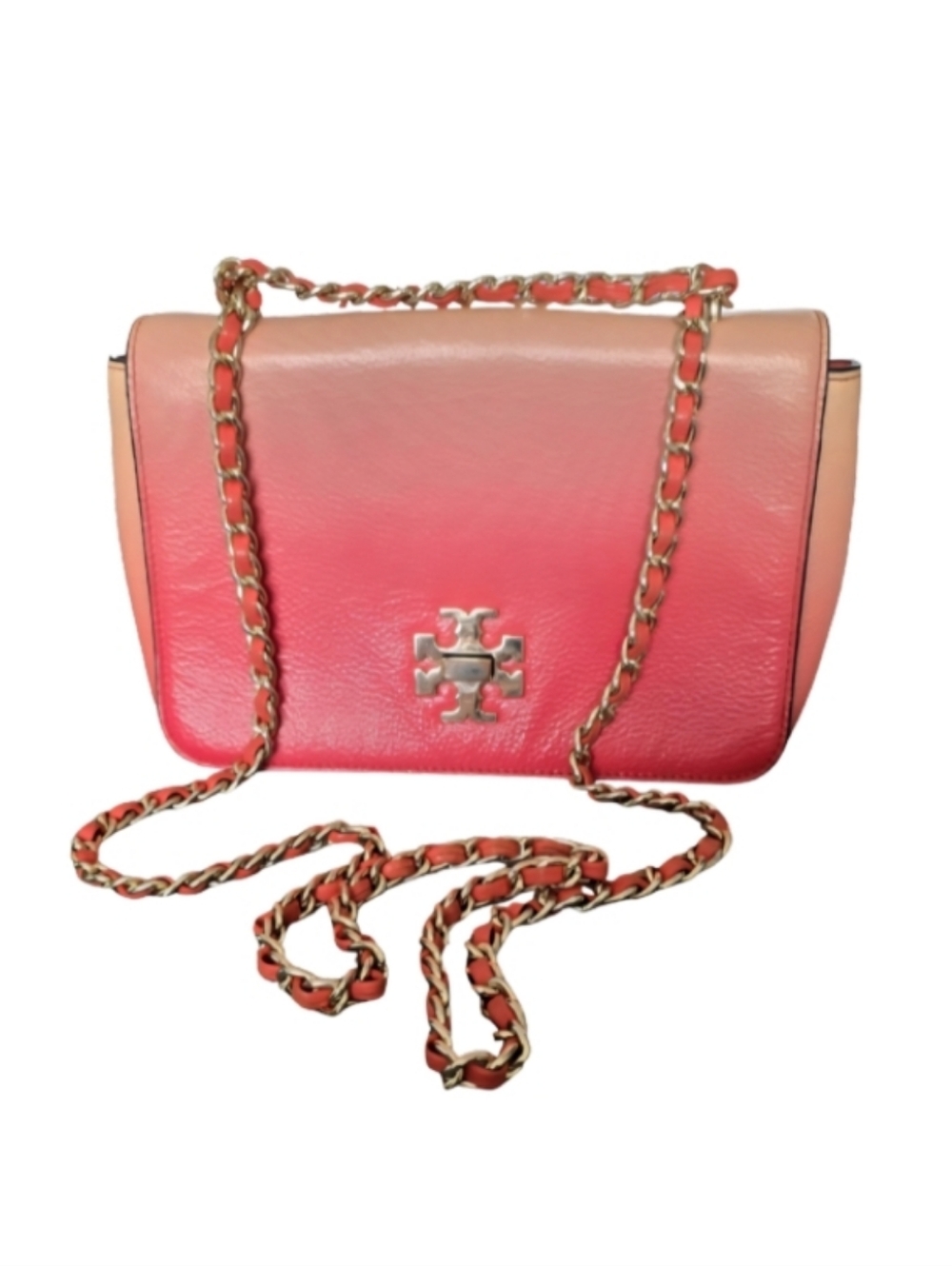 TORY BURCH Dégradé Mercer Adjustable Shoulder Bag Gradient Pink Red Gold Chain
